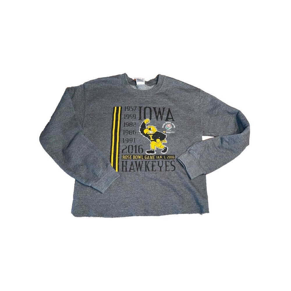 Womens Iowa Hawkeyes Rosebowl 2016 Cropped Sweatshirt Gray small